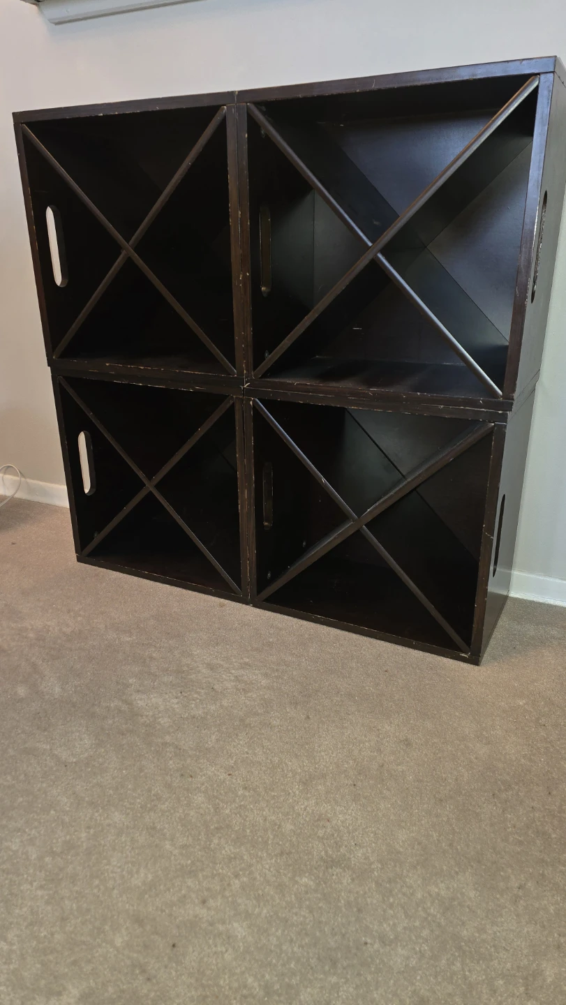 Dark Wood Cube Wine Storage Unit (Set of 4) - photo 4