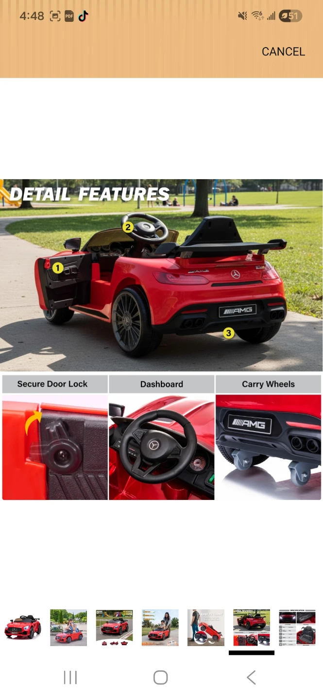 Red Mercedes-AMG Ride-On Car for Kids - photo 4