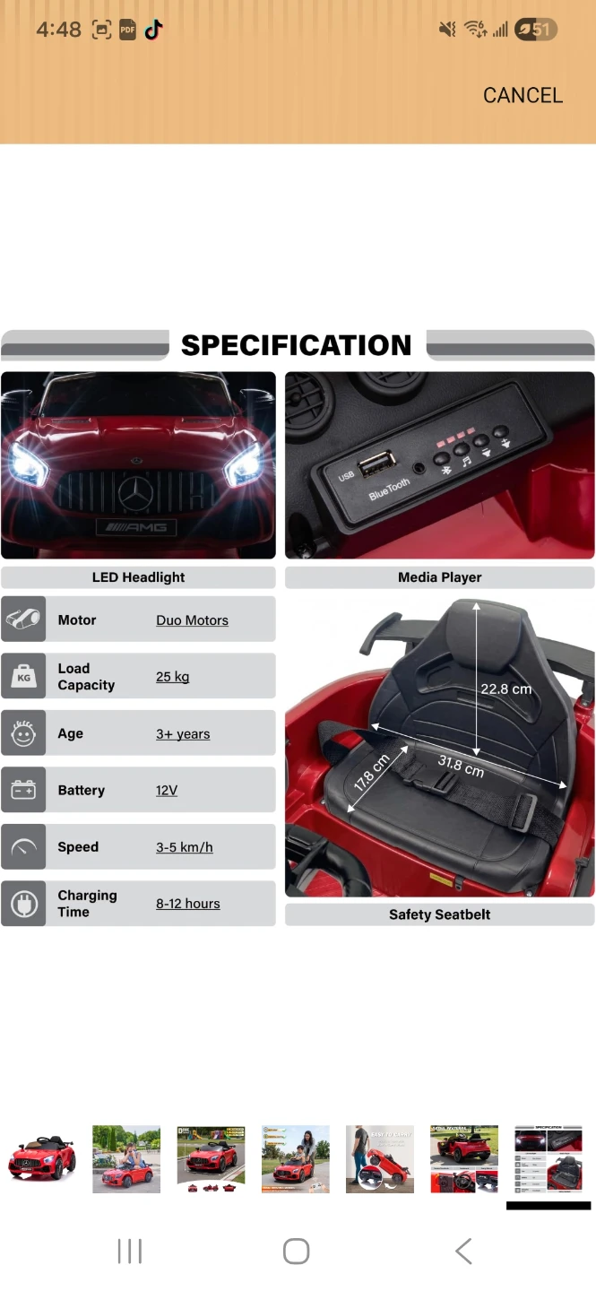 Red Mercedes-AMG Ride-On Car for Kids - photo 5