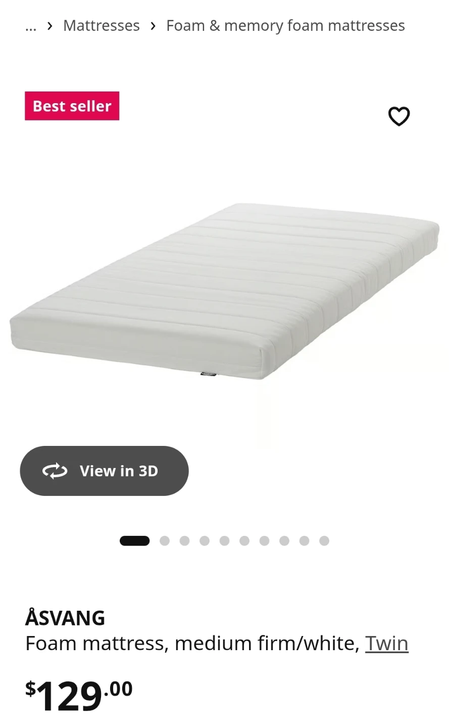 IKEA ÅSVANG Foam Mattress Twin