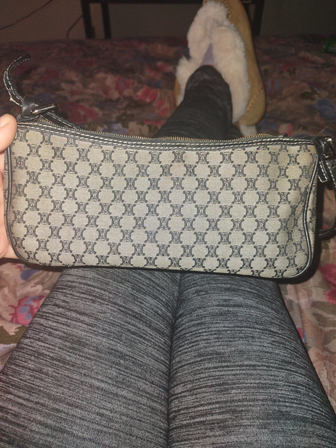 CELINE Vintage Macadam Monogram Shoulder Bag