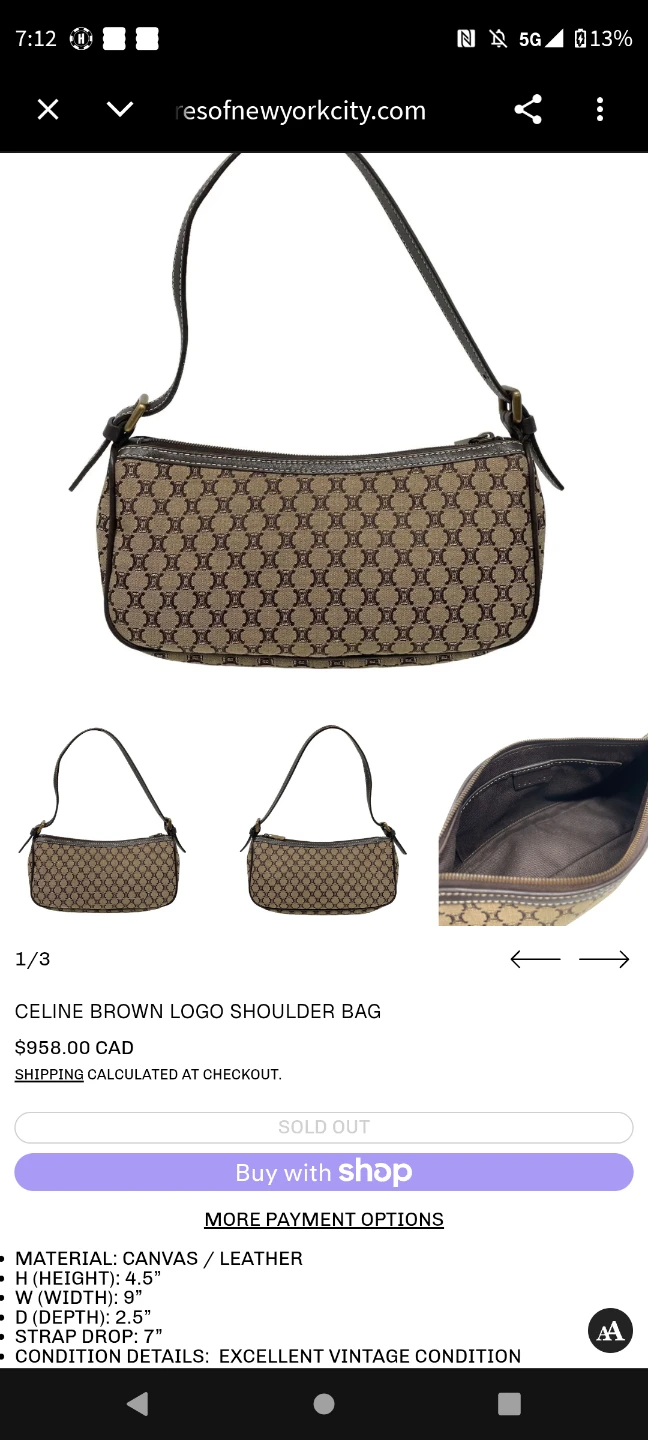 CELINE Vintage Macadam Monogram Shoulder Bag - photo 3