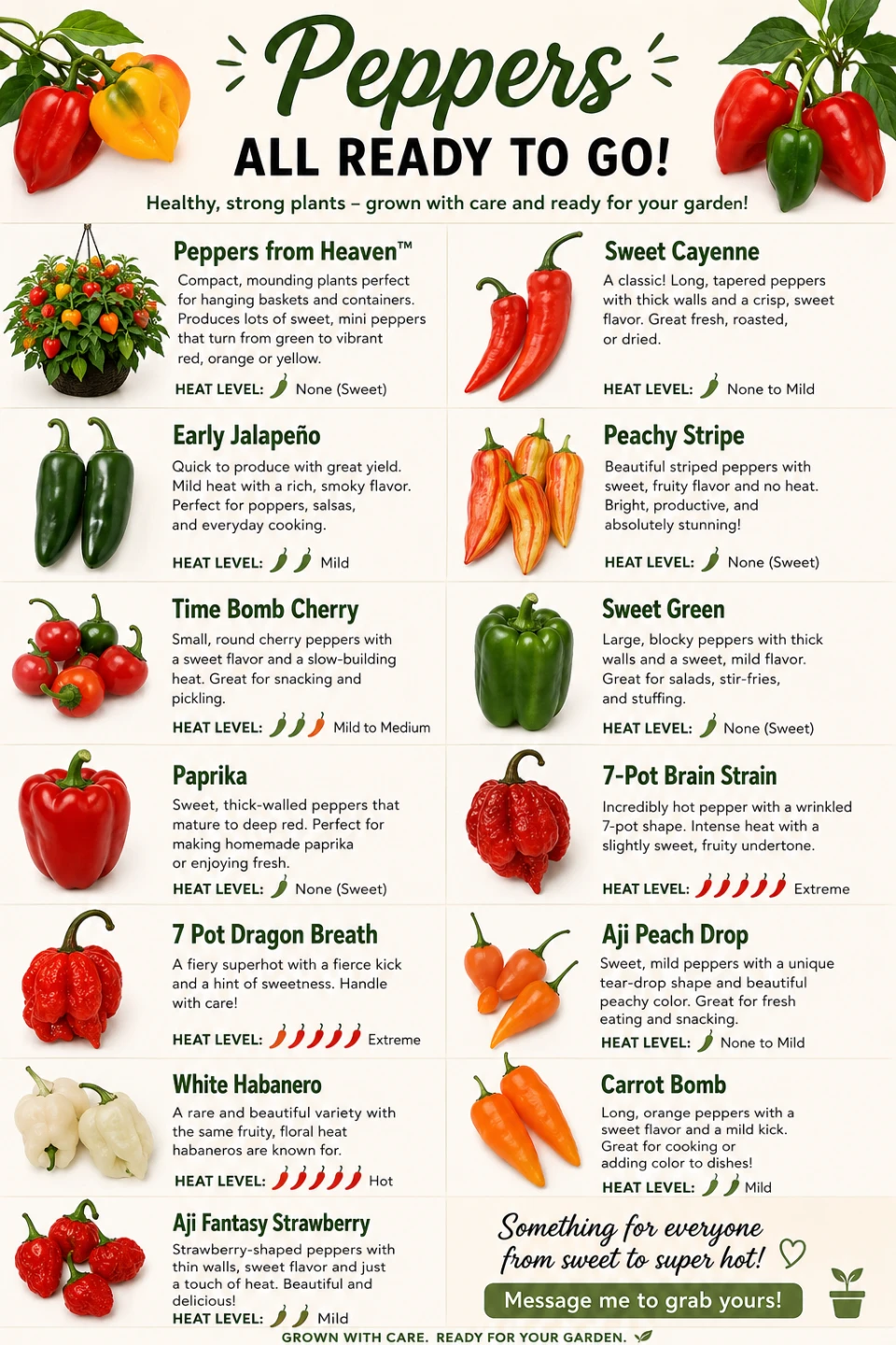 Assorted Unique Mild to Hot Peppers.  *Pricing from $3-$8*