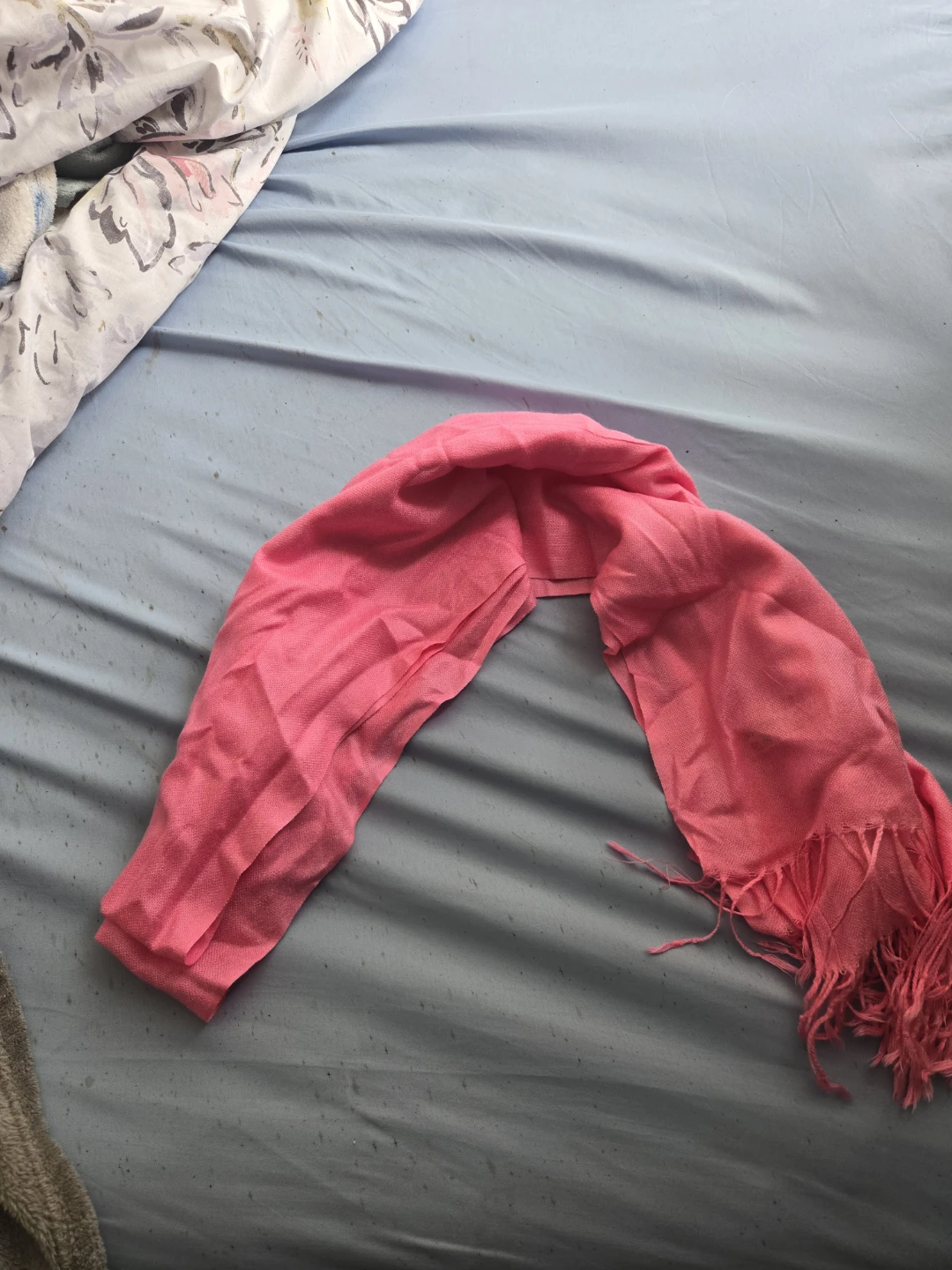 Pink Scarf with Fringed Ends