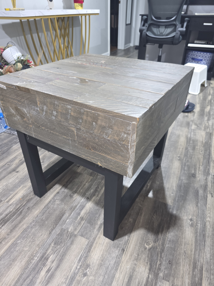 Rustic Wood End Table with Drawer - photo 2