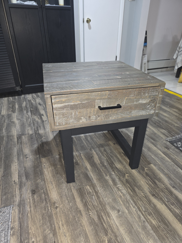 Rustic Wood End Table with Drawer - photo 3