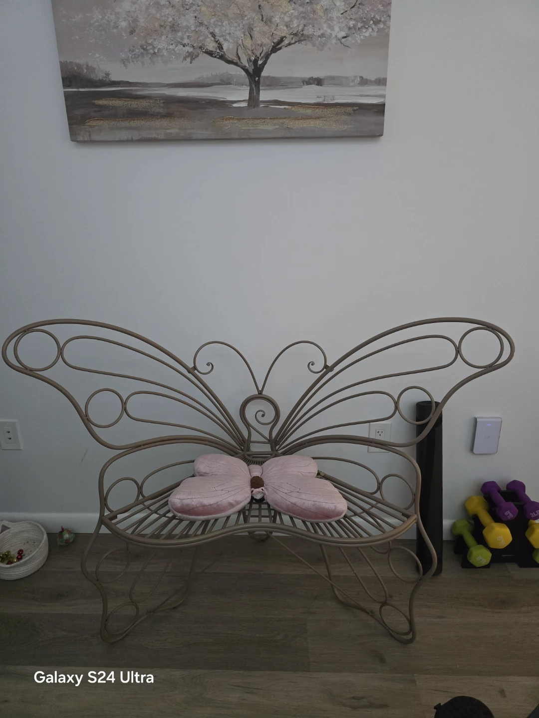 Butterfly Metal Garden Bench with Pink Cushion - photo 3