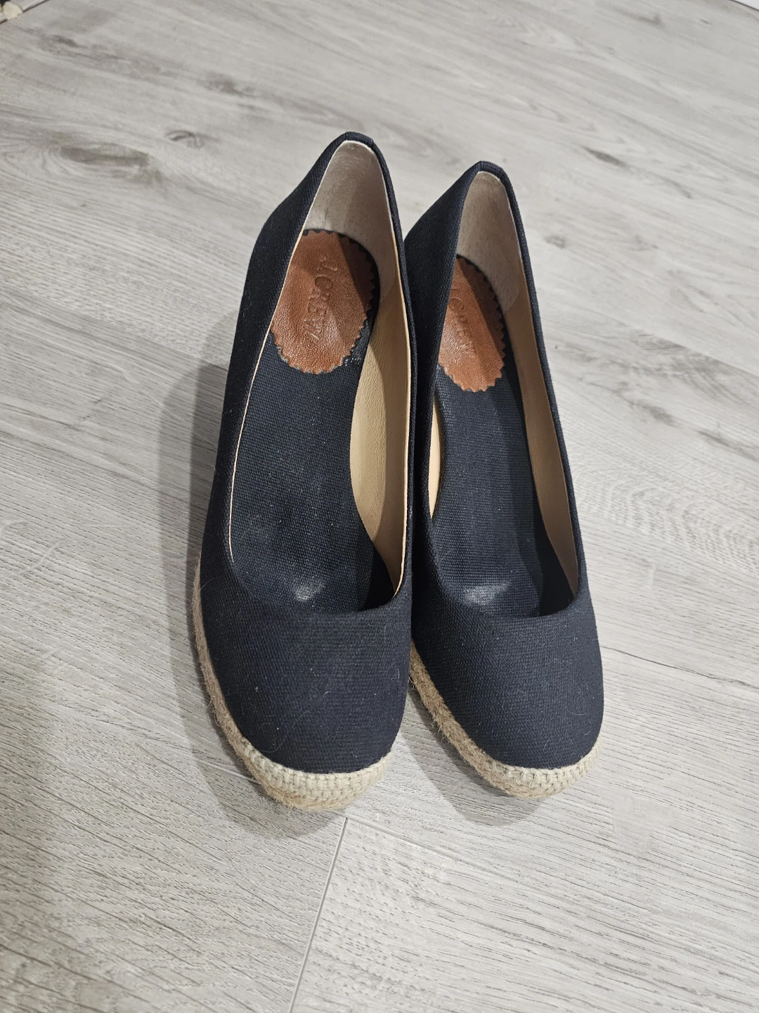J. Crew Black Canvas Espadrille Wedge Heels