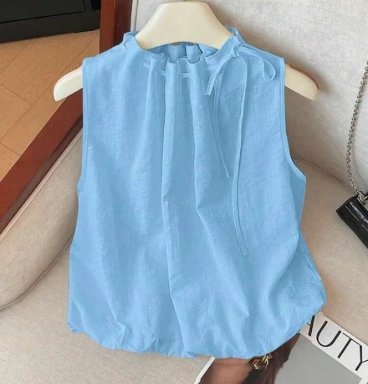 Sleeveless Light Blue Blouse