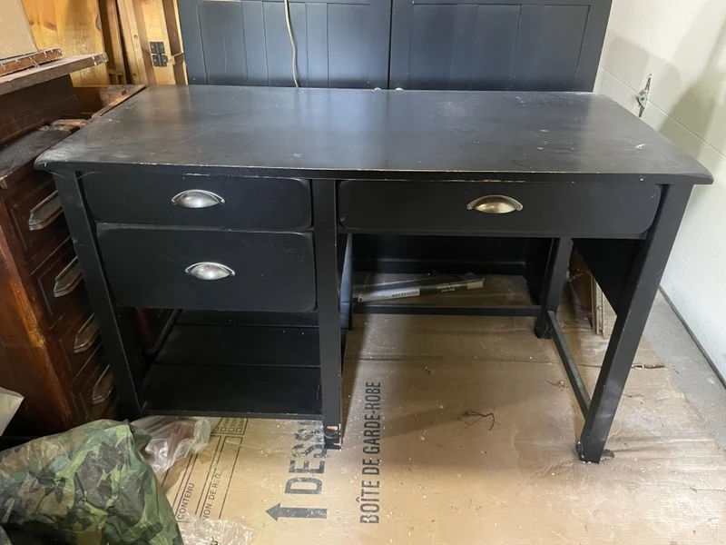 Black Desk with Drawers
