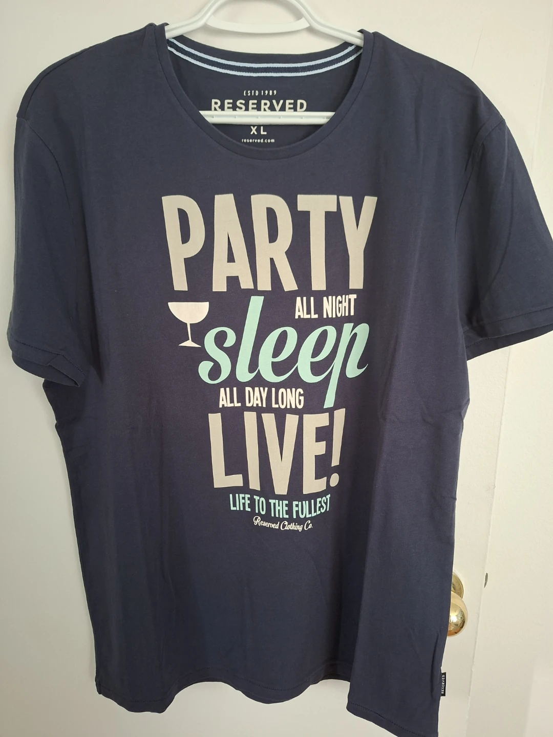 Reserved Regular Fit Party All Night Sleep All Day... T-Shirt XL