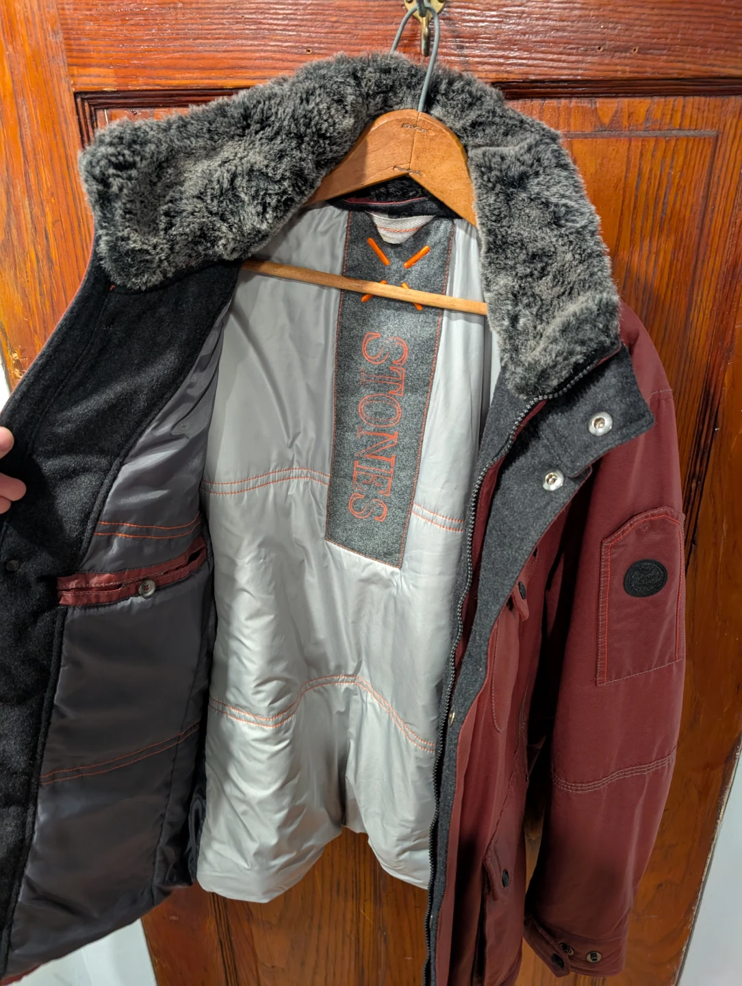 STONE ISLAND Red Fur Trimmed Jacket - photo 4