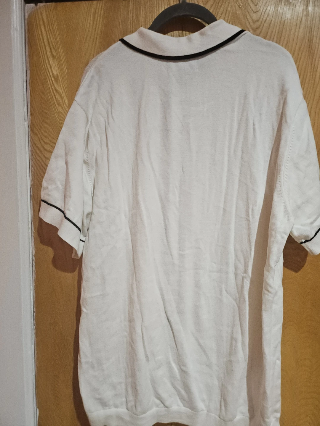 Commerce White Ribbed Knit Short Sleeve Collared Shirt XXL - photo 3
