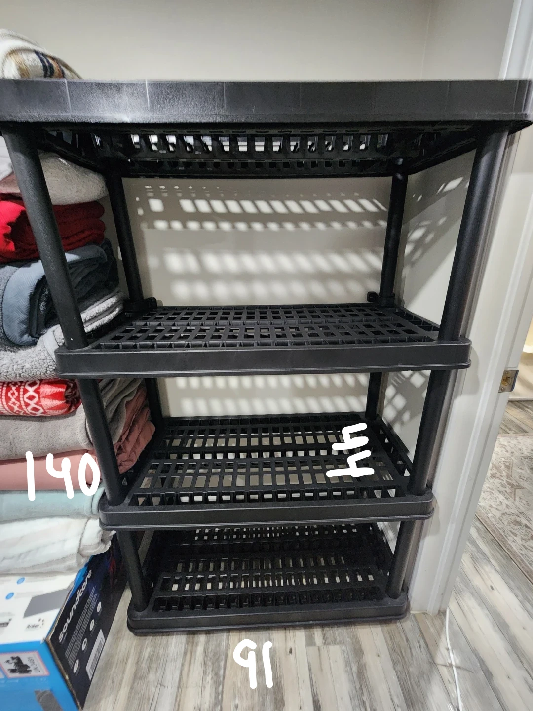Black 4-Tier Plastic Shelving Unit - photo 2