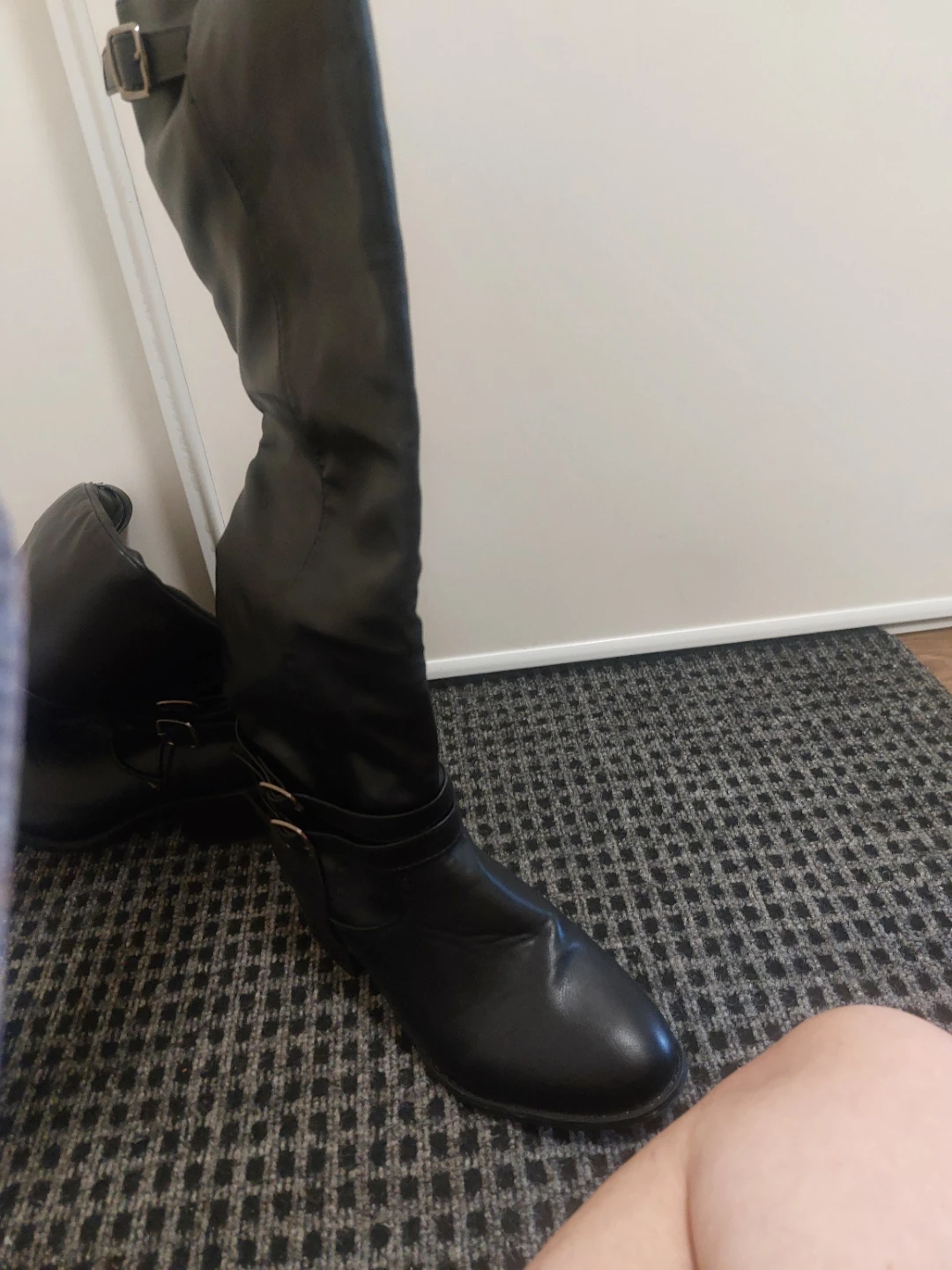 Black Knee-High Boots with Buckle Detail - photo 5