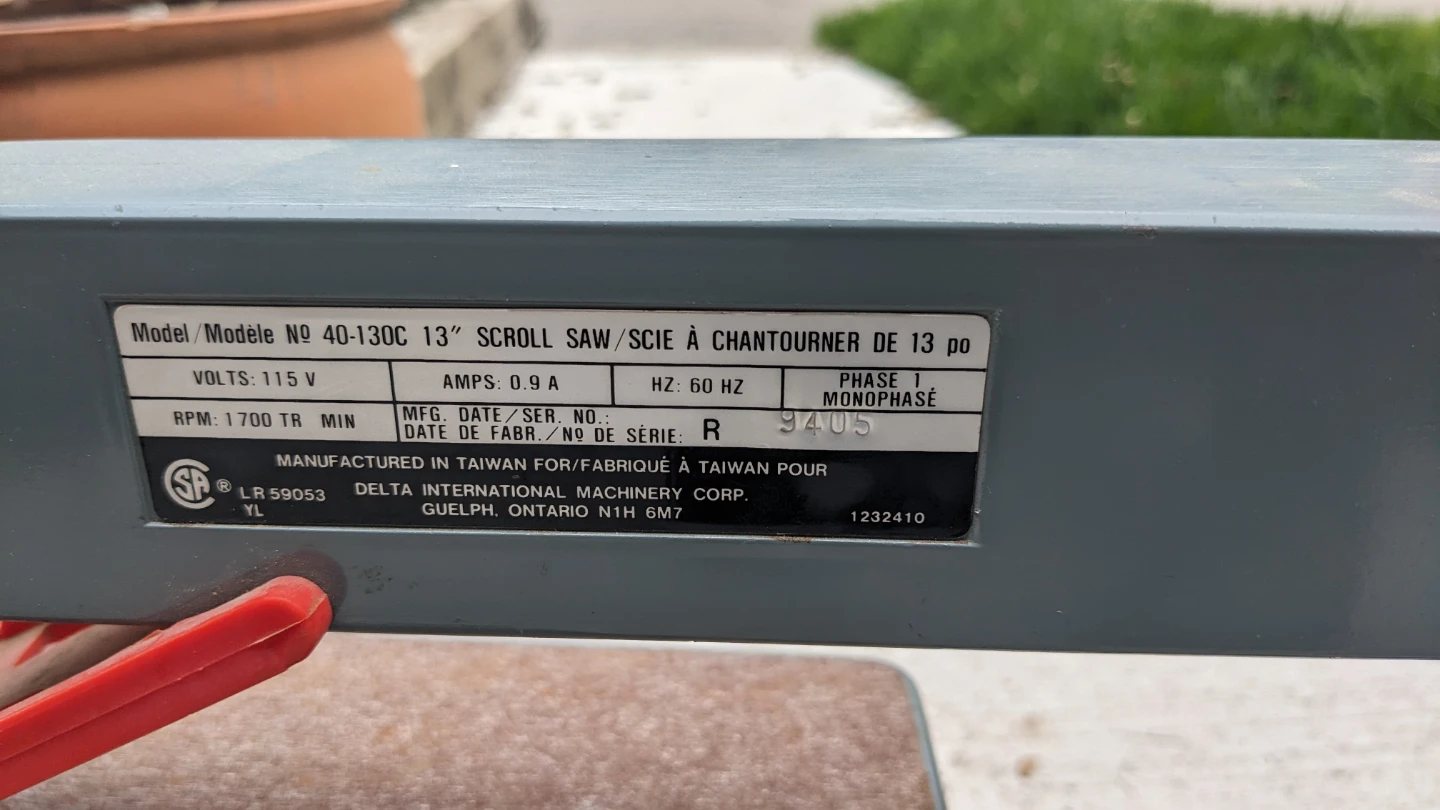 DELTA 13" Scroll Saw Model 40-130C - photo 2