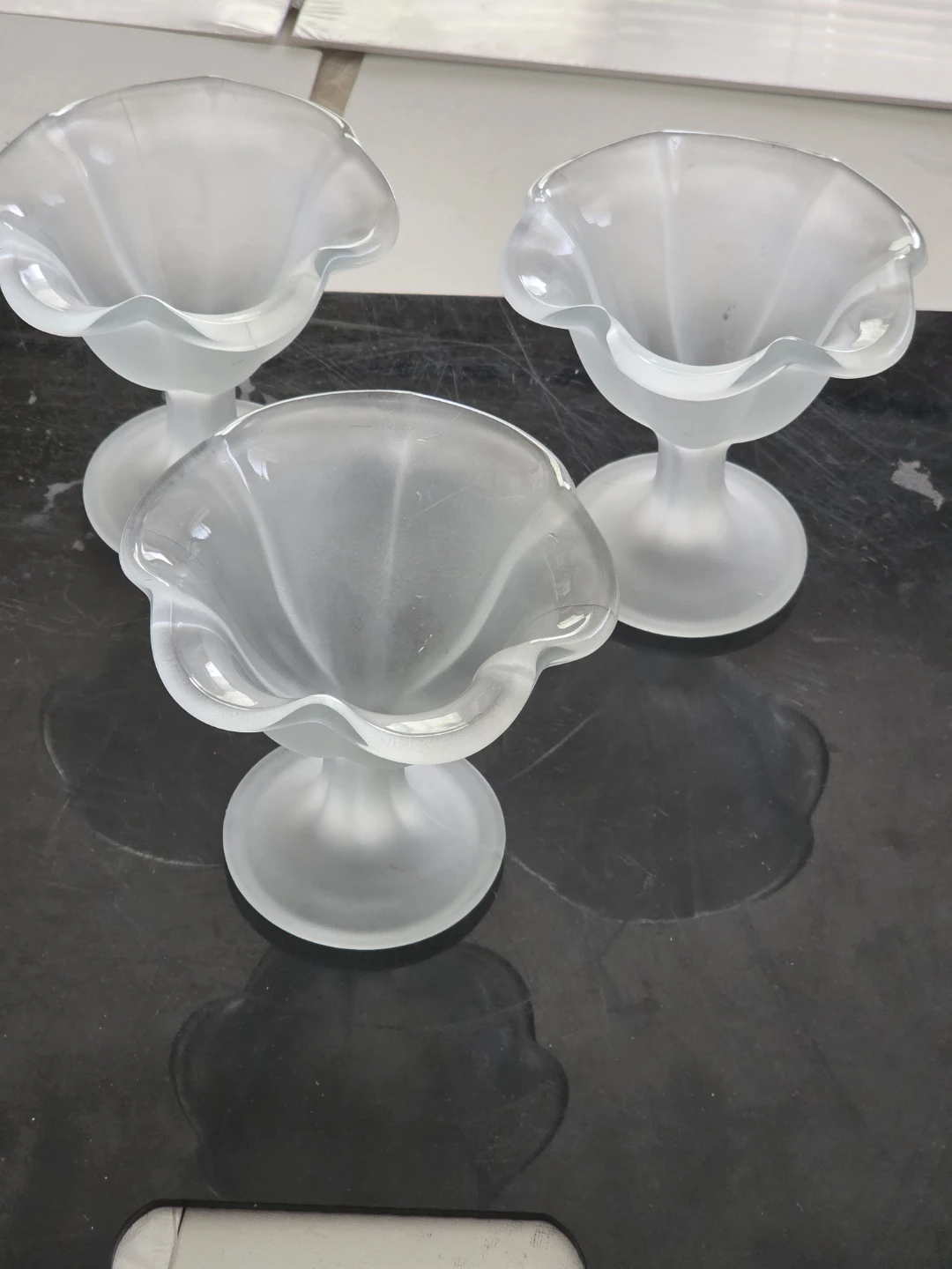 Set of 7 vintage Frosted Glass Dessert Bowls