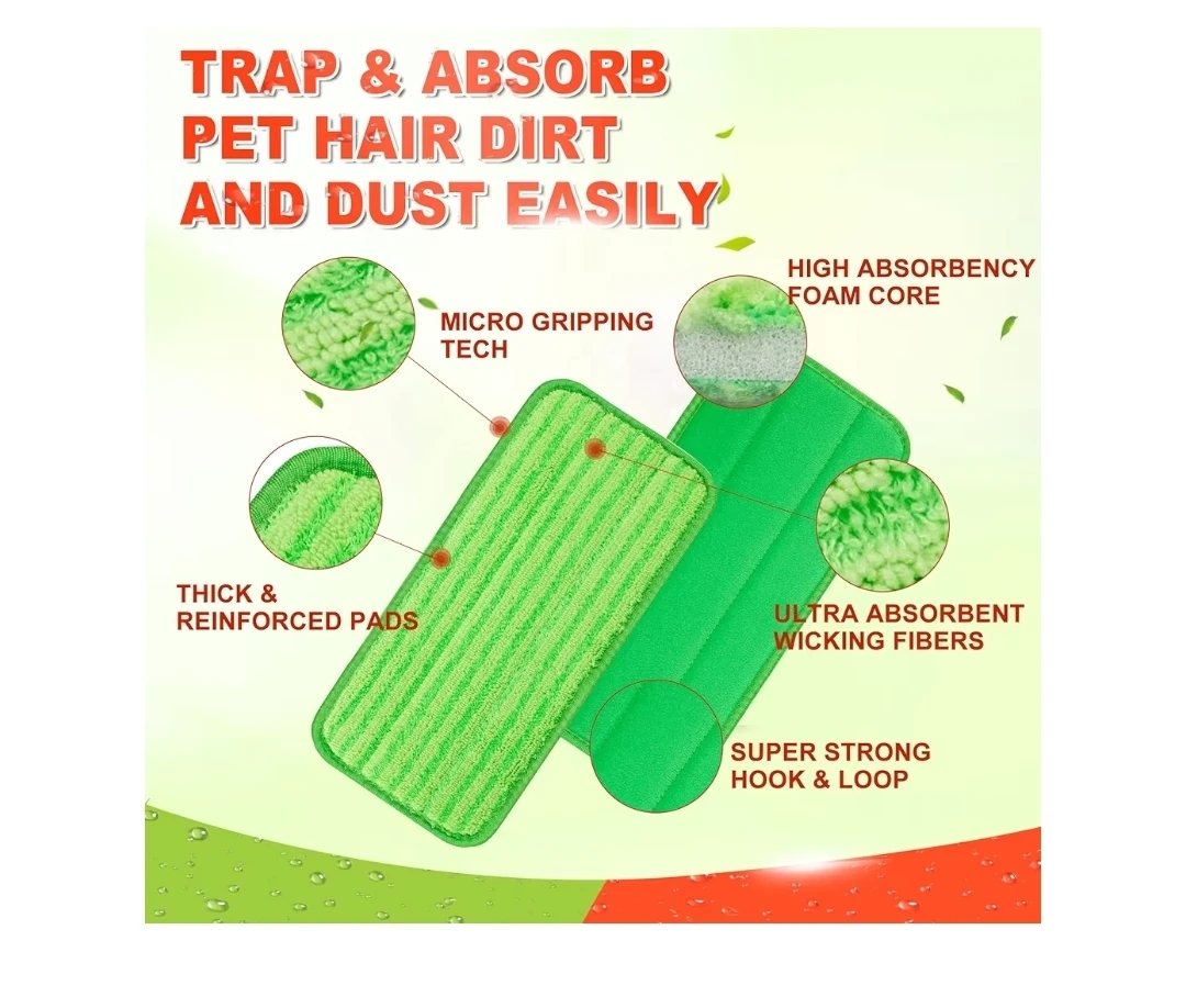 Green Microfiber Mop Pads (2 Pack) - photo 2