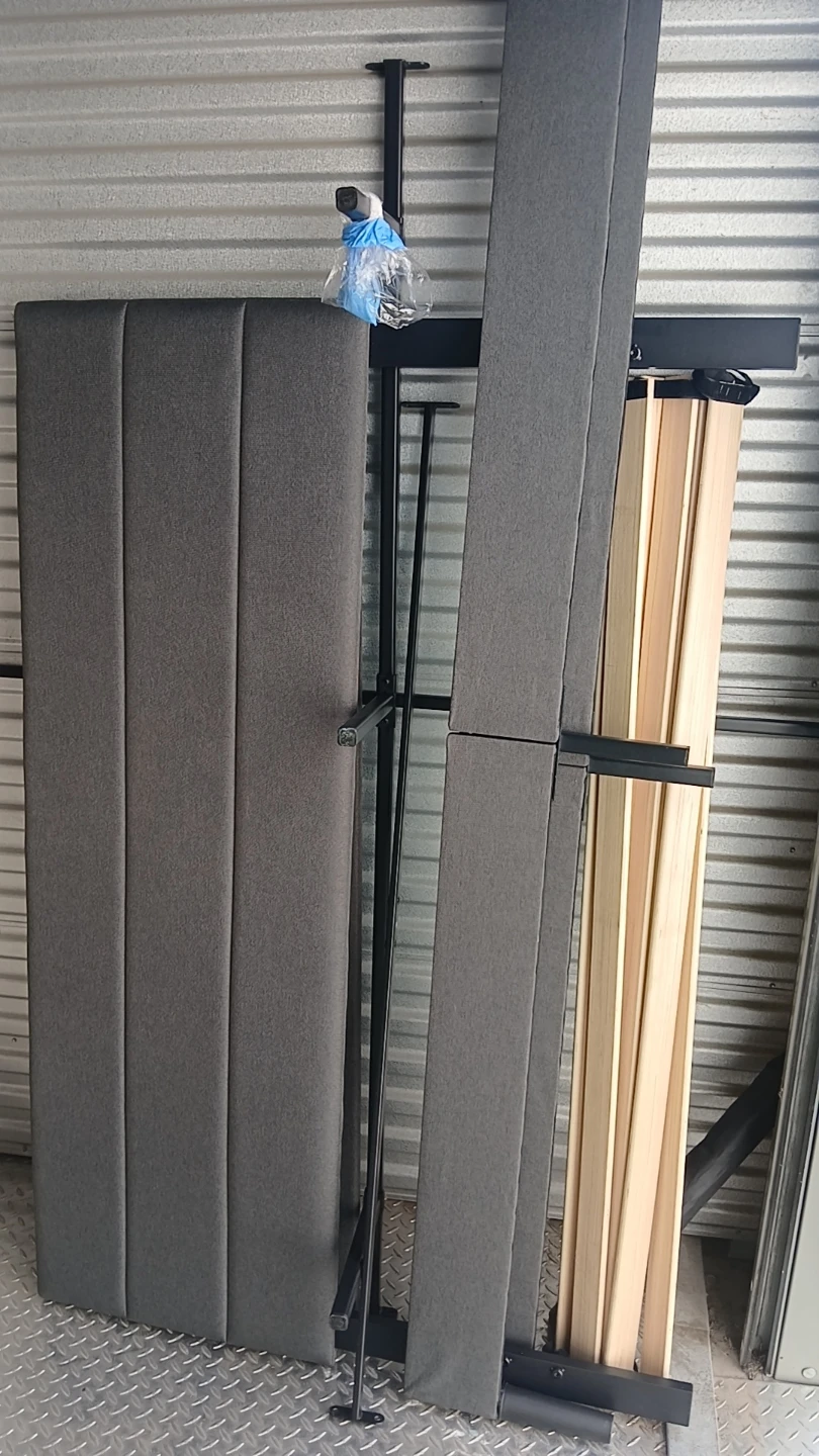 Queen size Dark Gray Upholstered Headboard and Bed Frame Parts