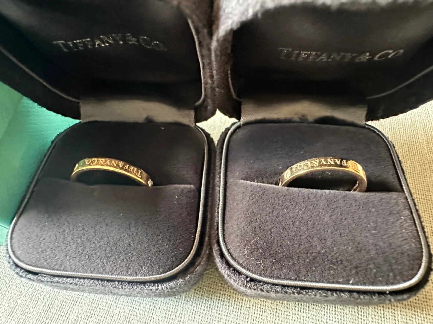TIFFANY & CO 18K ROSE GOLD DIAMOND 4MM BAND COUPLE RING - photo 5