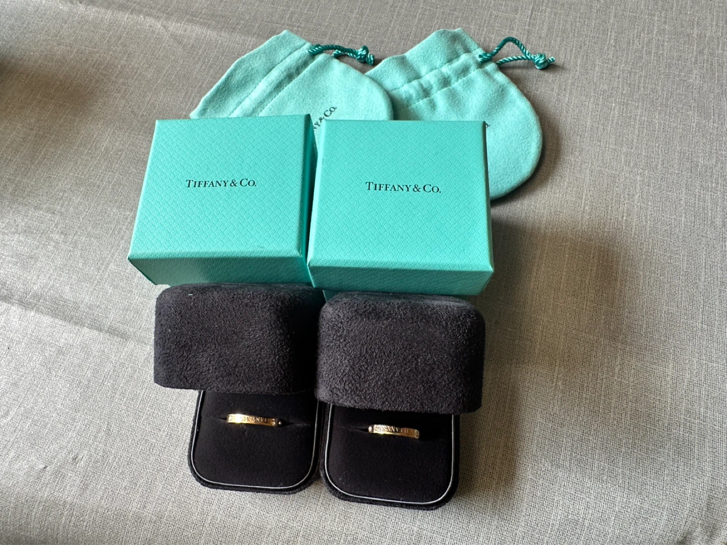 TIFFANY & CO 18K ROSE GOLD DIAMOND 4MM BAND COUPLE RING - photo 4