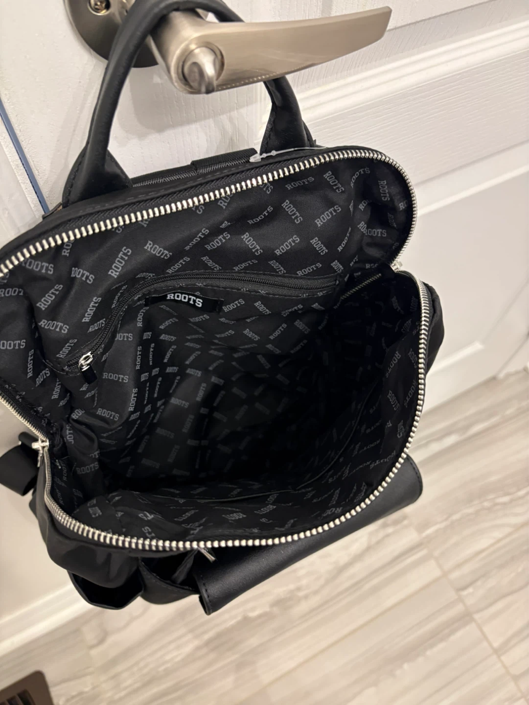 Roots Black Nylon & Faux Leather Backpack - photo 5