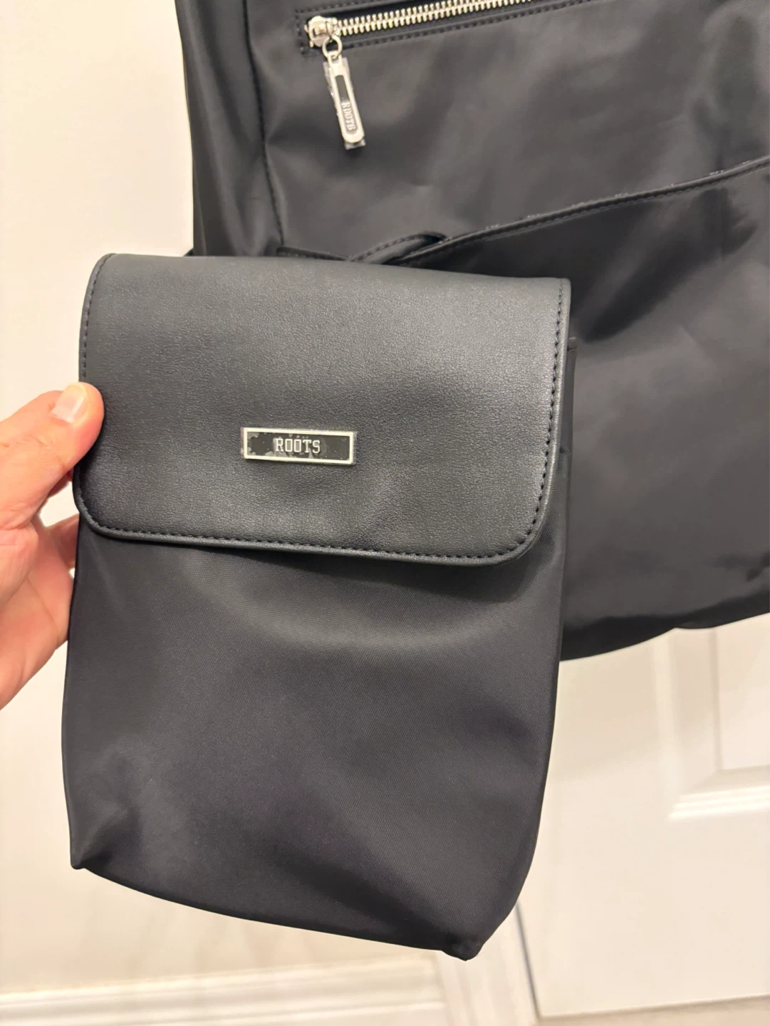 Roots Black Nylon & Faux Leather Backpack - photo 3