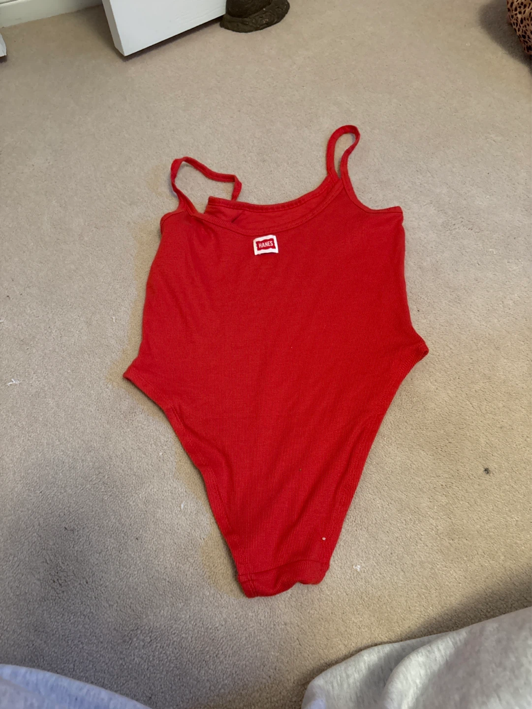 Hanes Red Ribbed Spaghetti Strap Bodysuit - photo 2