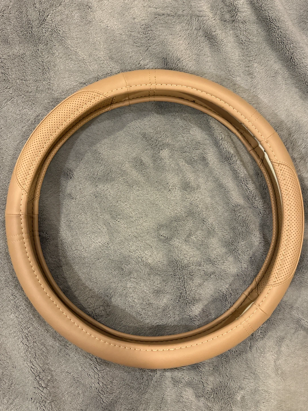 Tan Perforated Leather Steering Wheel Cover