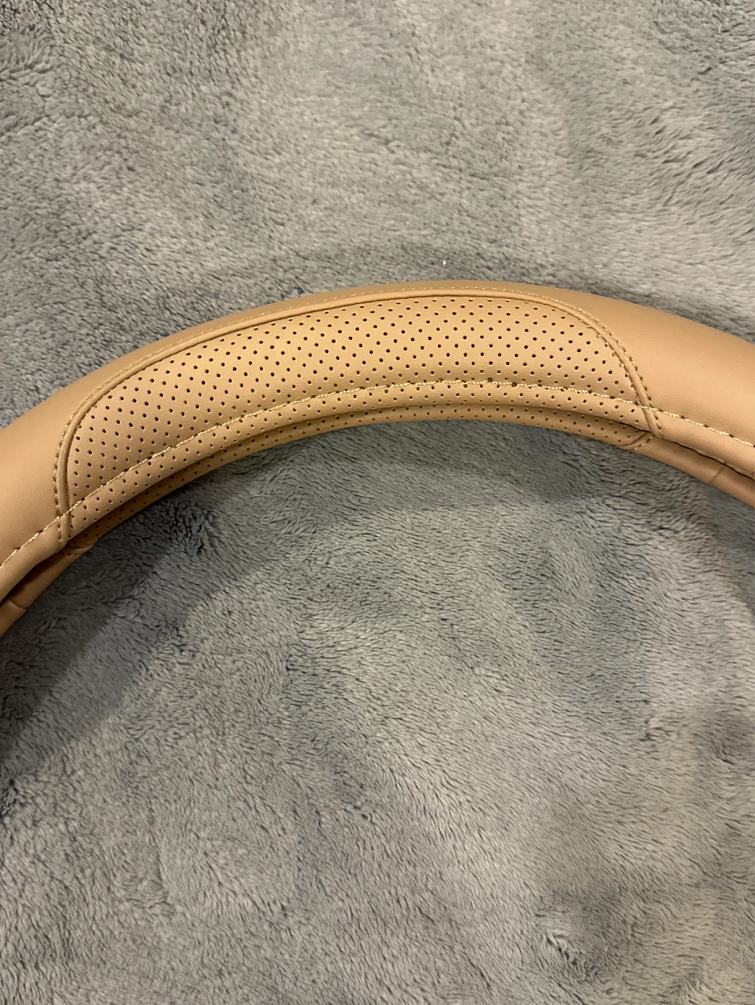 Tan Perforated Leather Steering Wheel Cover - photo 2