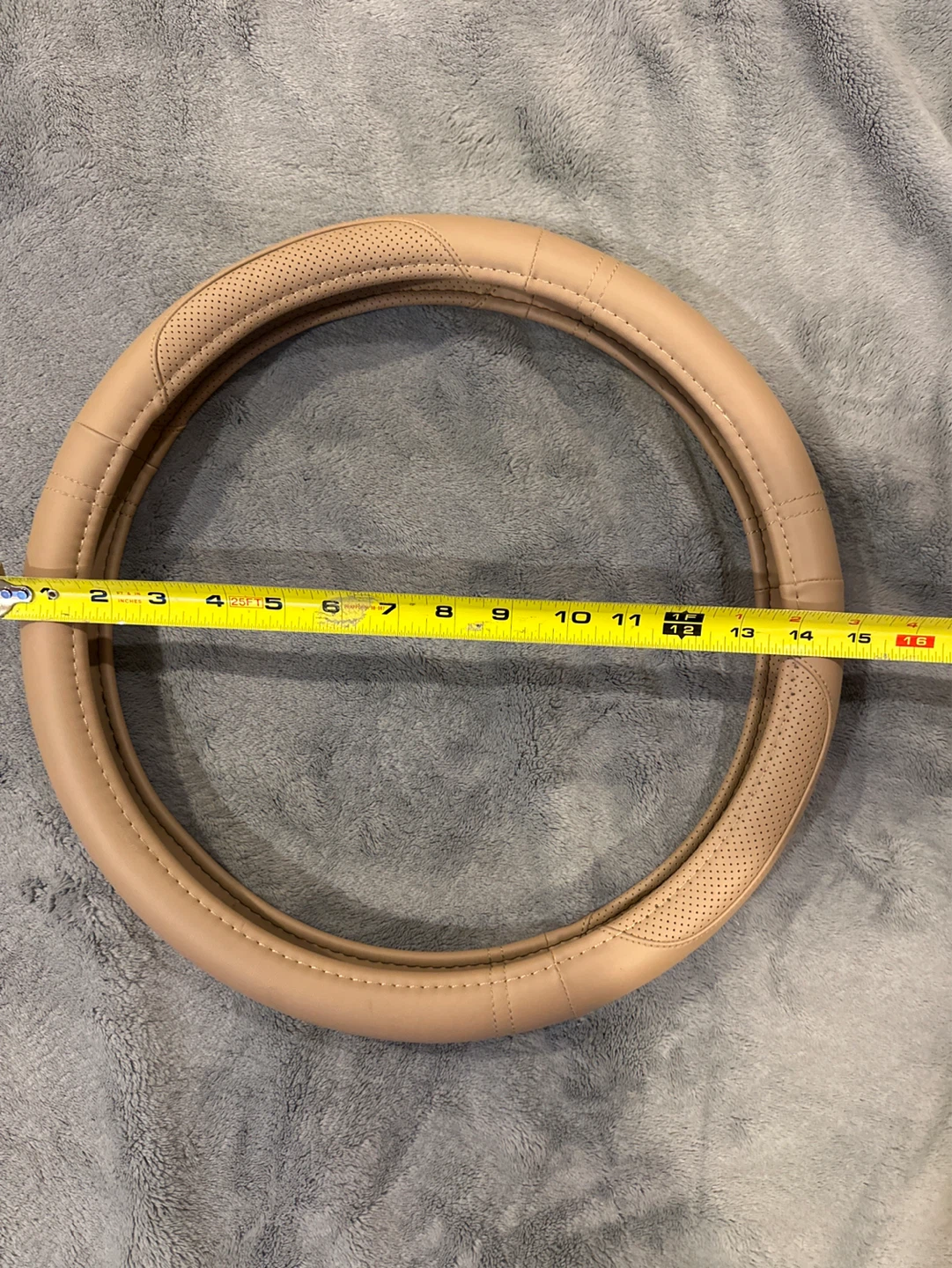 Tan Perforated Leather Steering Wheel Cover - photo 3
