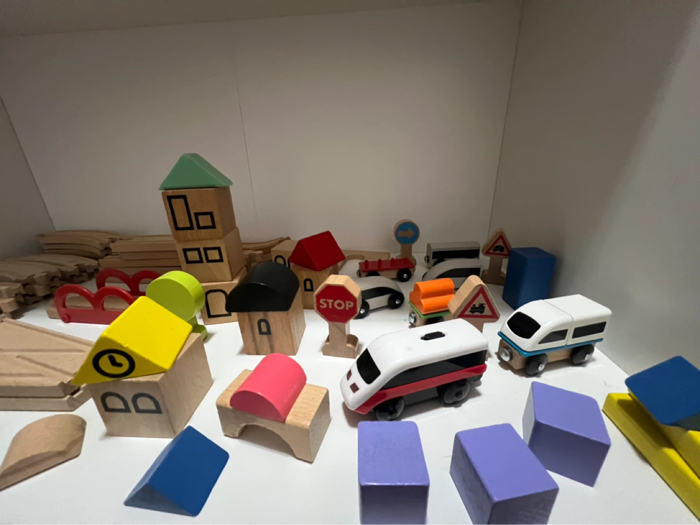 Wooden Train Set with Cars and Accessories