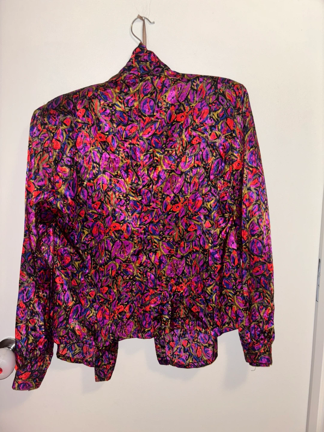 Vintage Abstract Floral Print Silk Blouse - photo 2