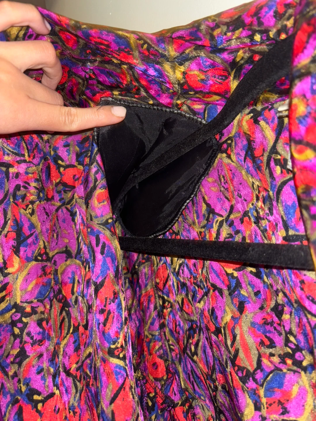 Vintage Abstract Floral Print Silk Blouse - photo 3