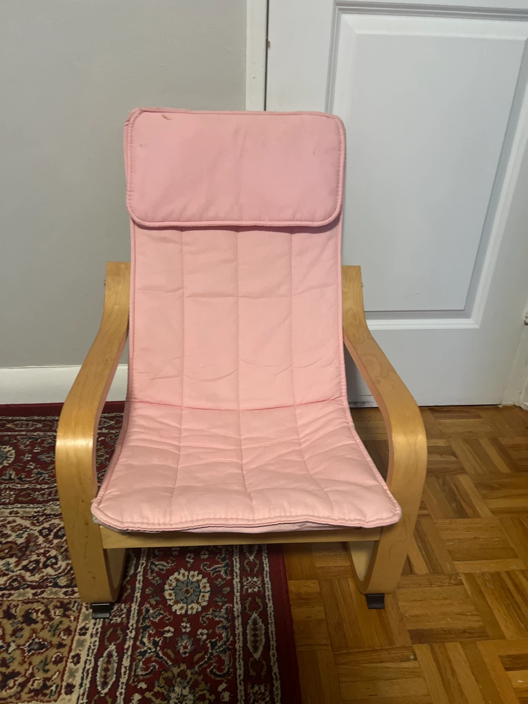 IKEA Poäng Chair with Pink Cushion
