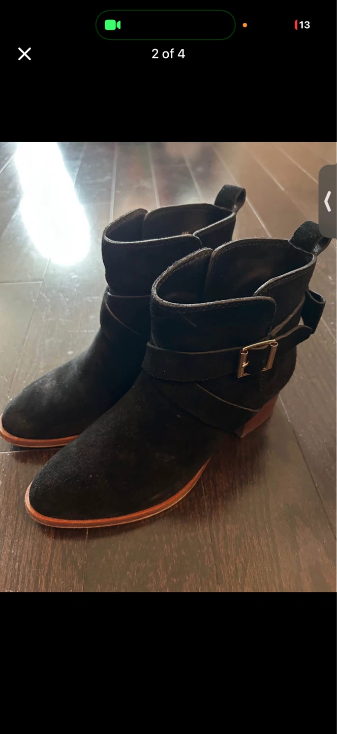 Kate Spade Black Suede Ankle Boots with Buckle Detail - photo 2