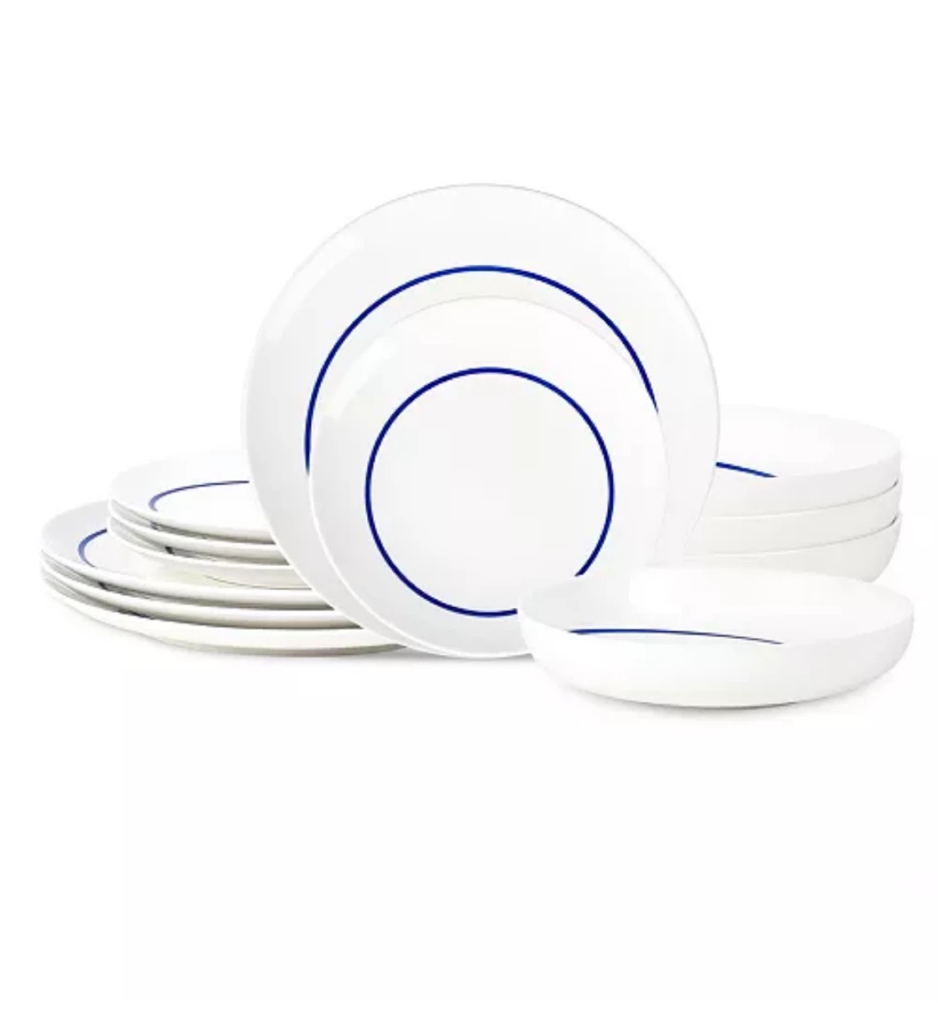12 piece White & Blue Line Dinnerware Set - photo 2