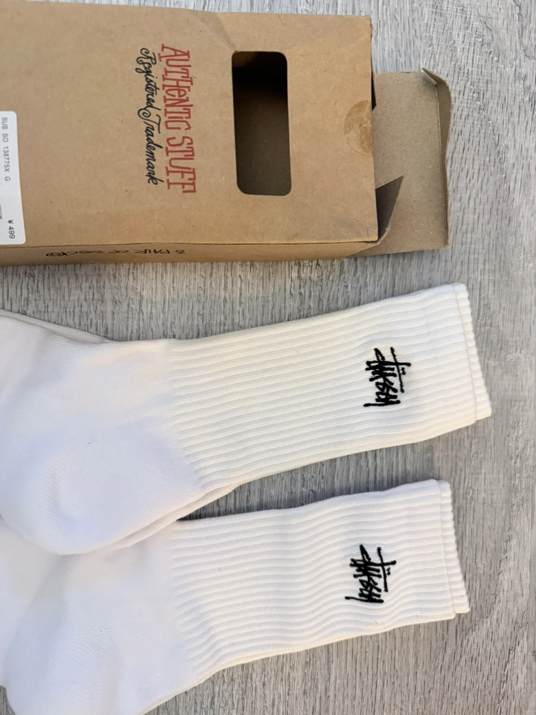 Stüssy White Crew Socks (Pair) with Box