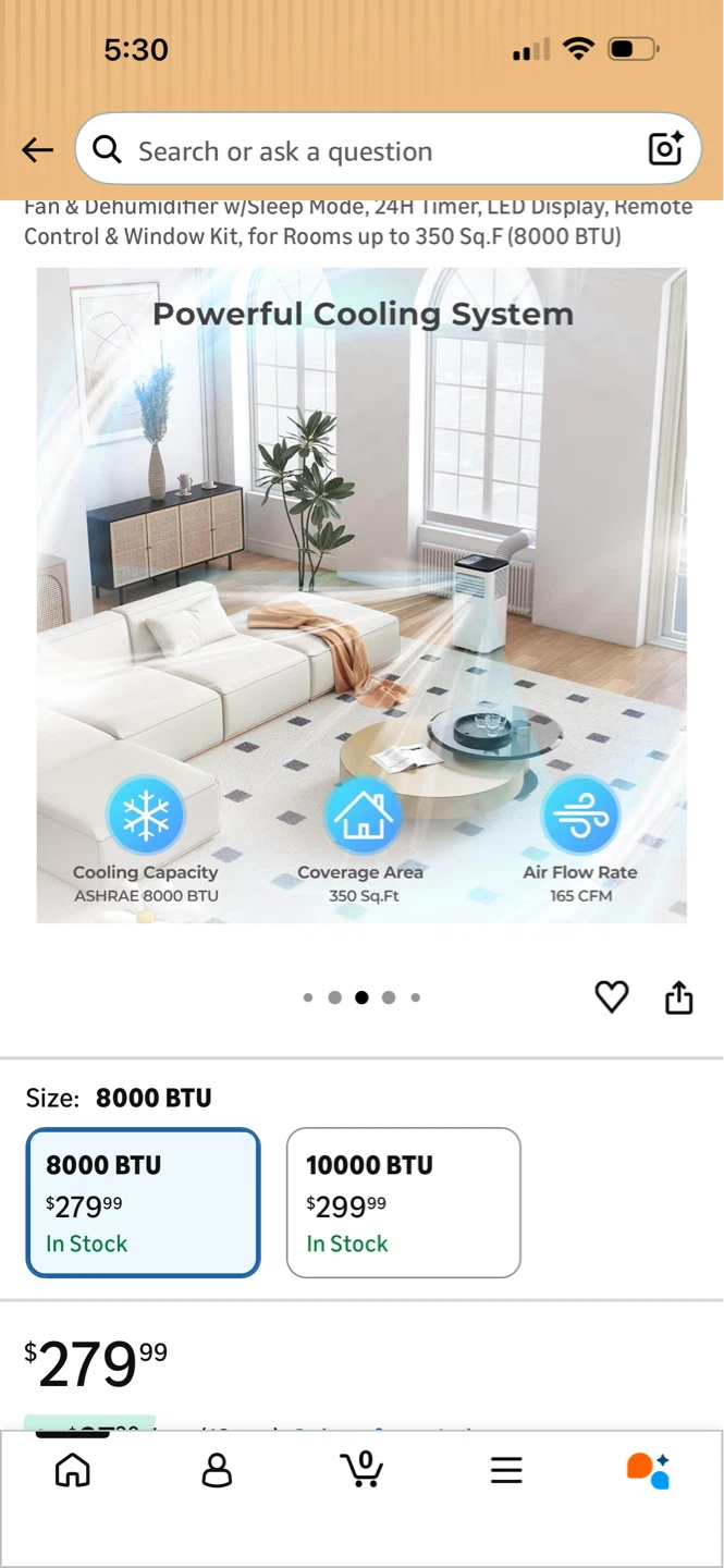 Portable Air Conditioner Fan & Dehumidifier 8000 BTU - photo 2