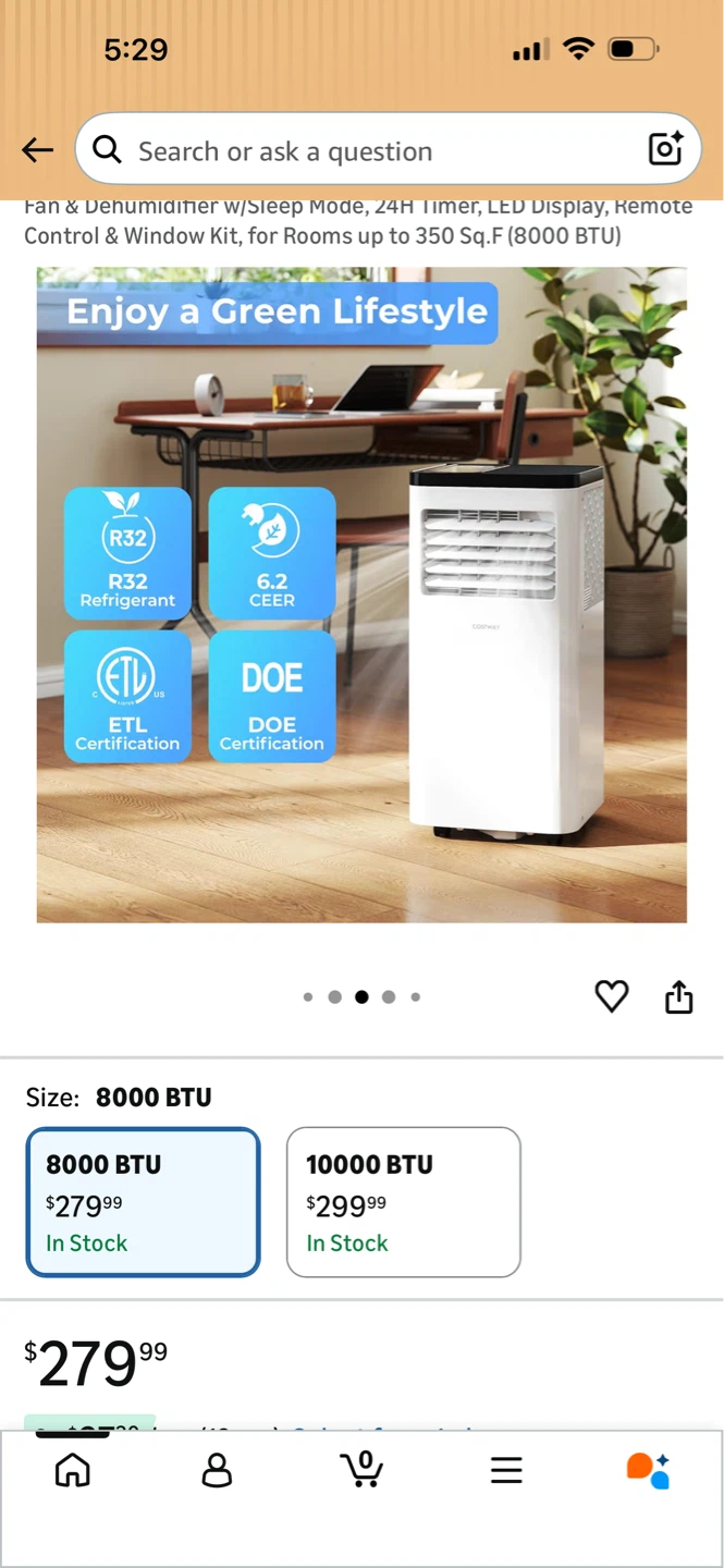 Portable Air Conditioner Fan & Dehumidifier 8000 BTU - photo 4