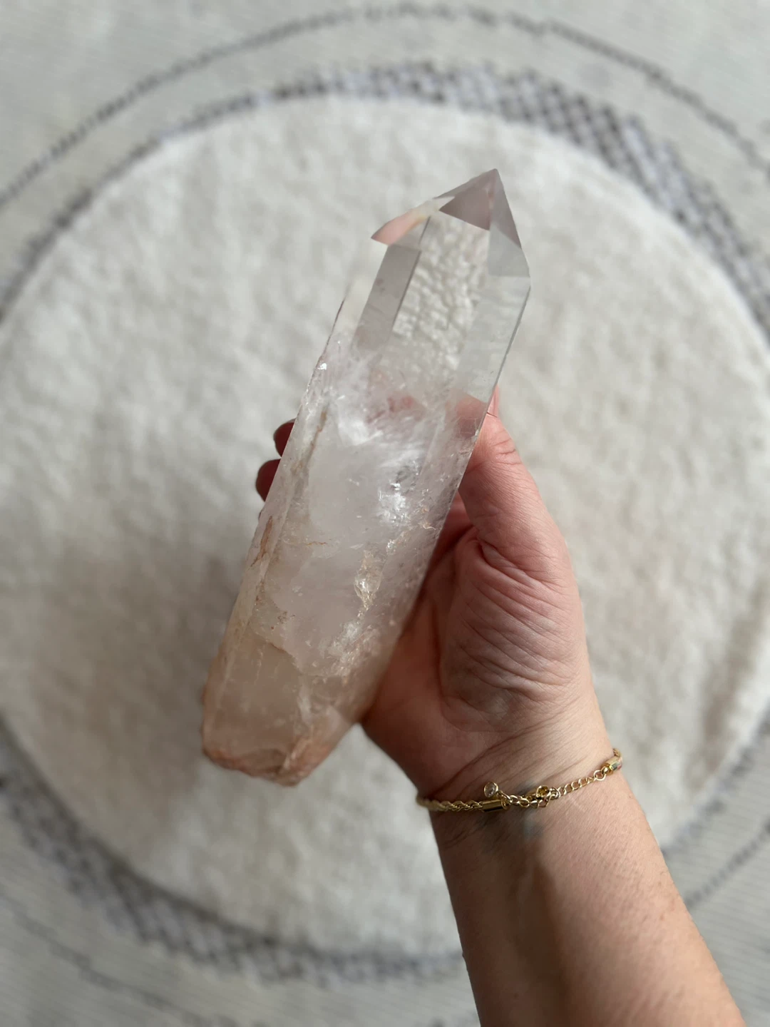 Large Polished Clear Quartz Crystal Wand – Statement Piece