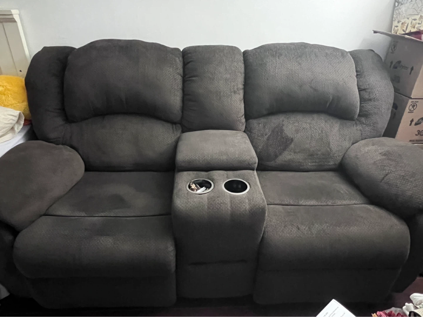 Brown Recliner Loveseat with Cup Holders