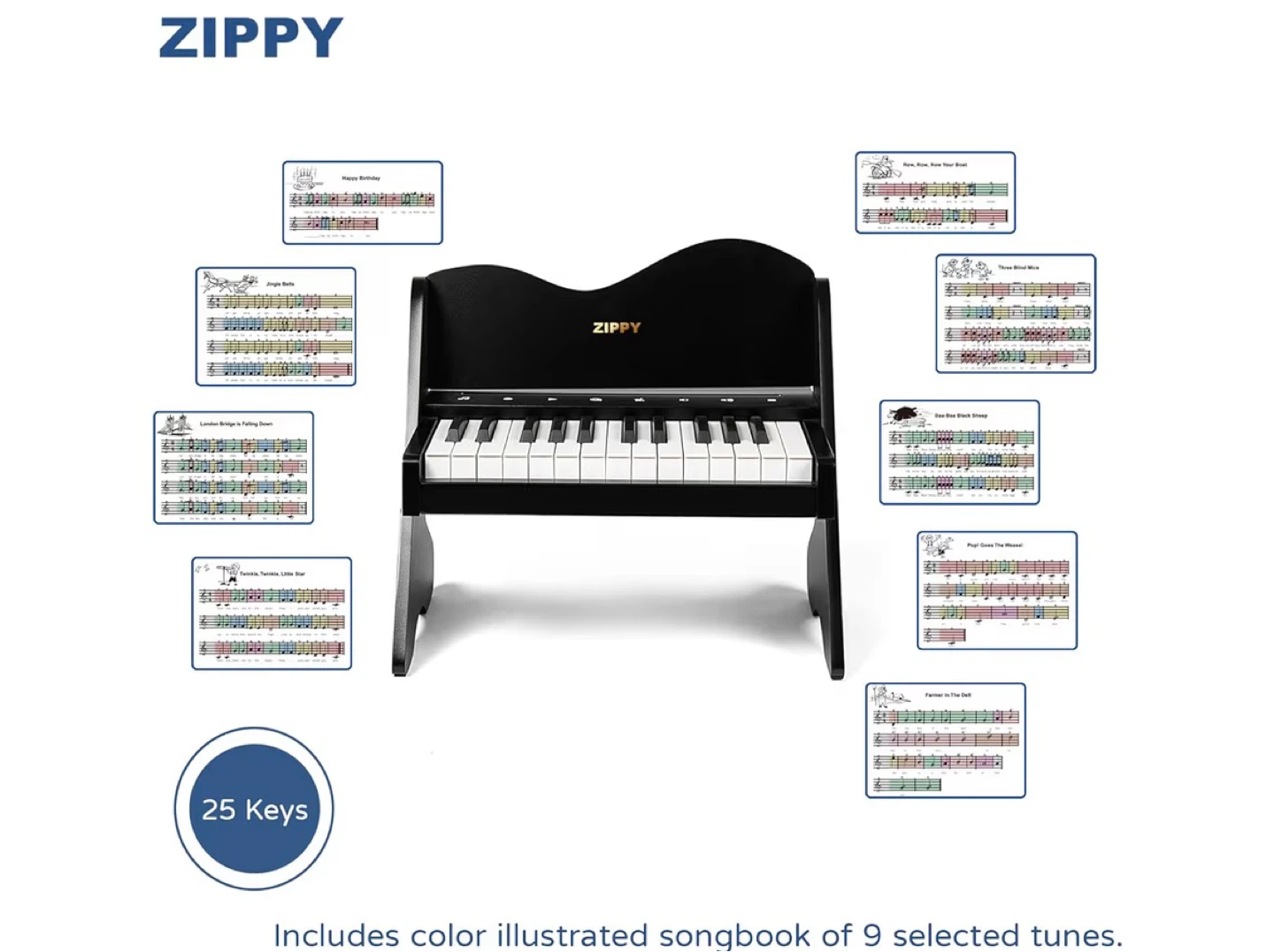 Zippy 25-Key Digital Piano with Color-Coded Stickers - photo 4