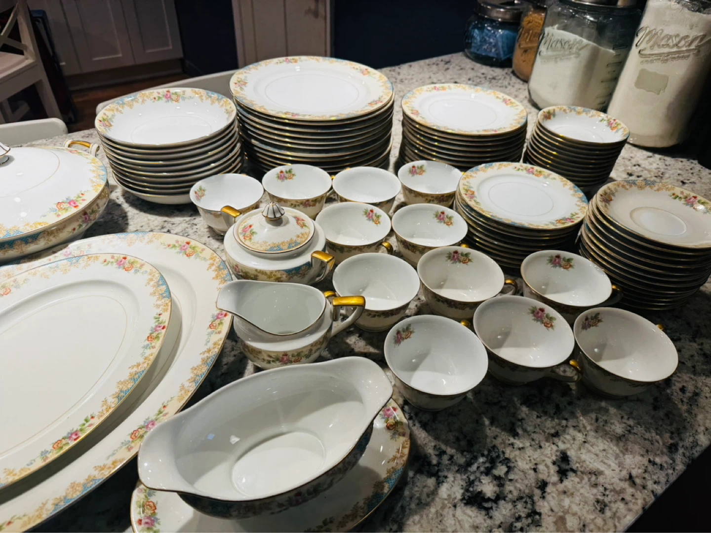 Vintage Floral Porcelain Dinnerware Set