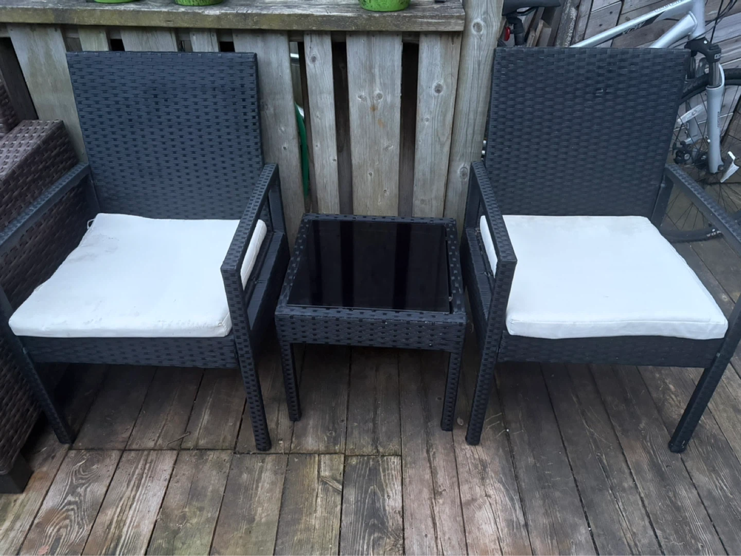 Black Rattan Patio Chairs and Table Set