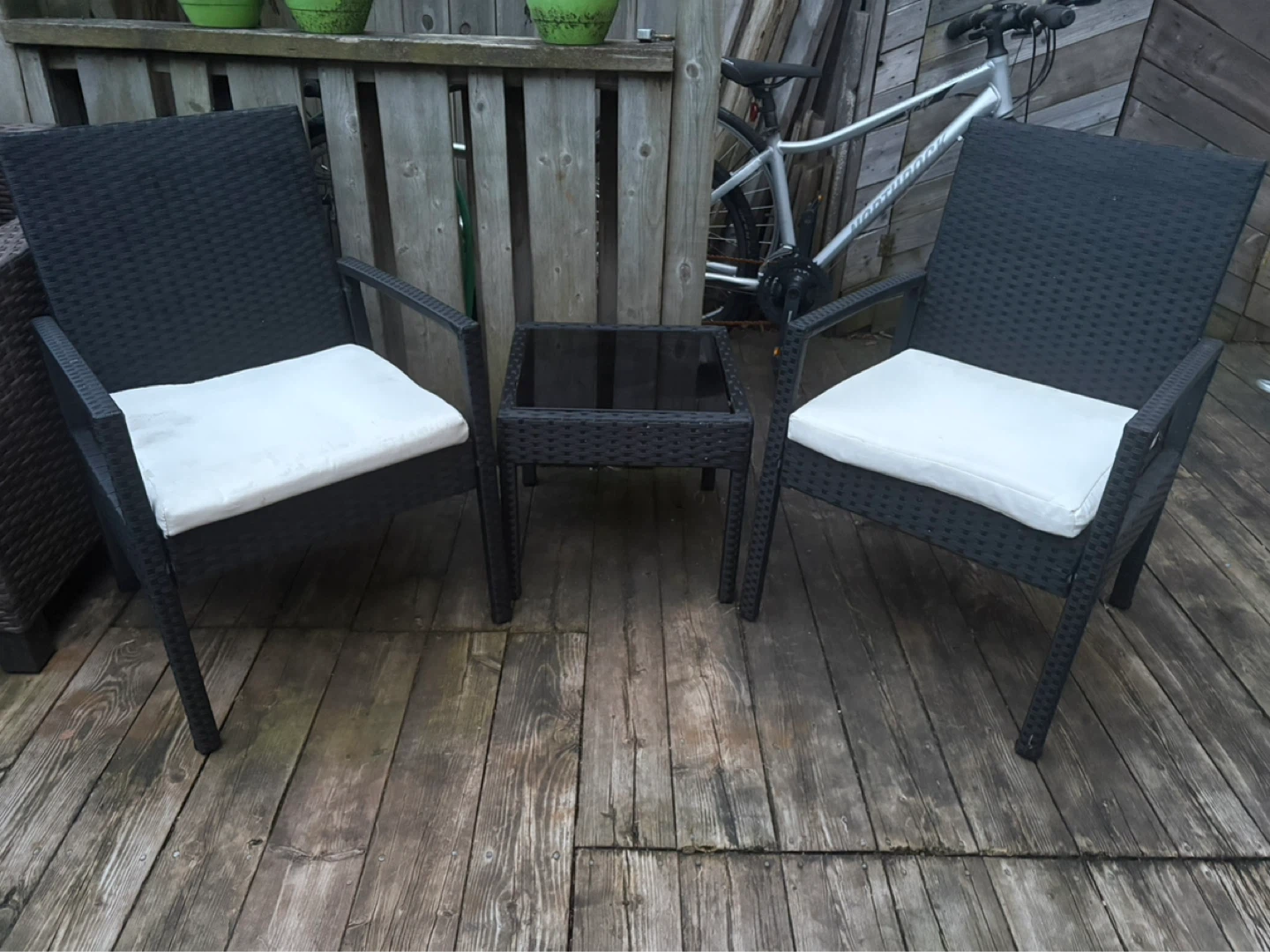 Black Rattan Patio Chairs and Table Set - photo 2