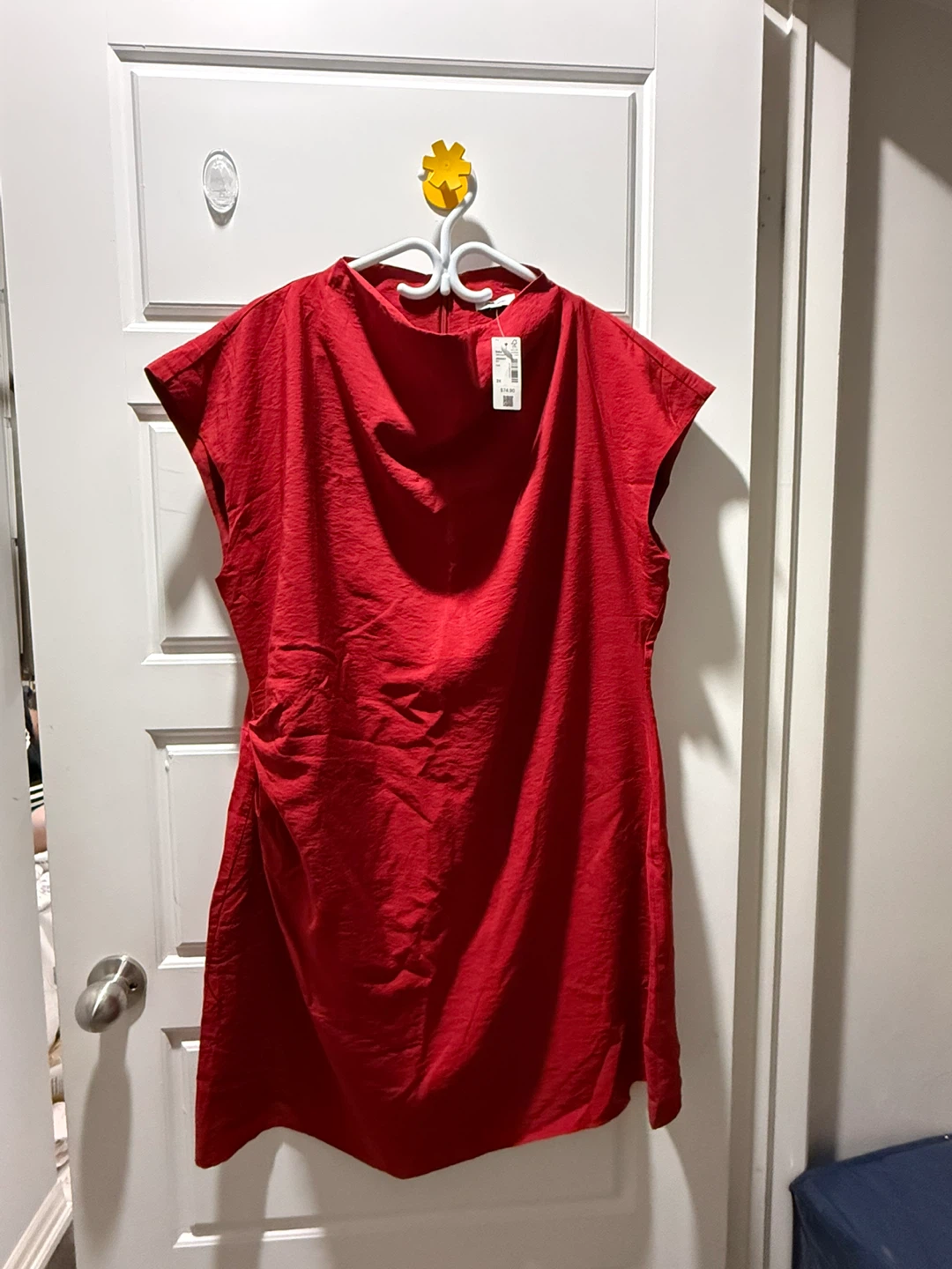 Talbots Red Ruched Shirt Dress
