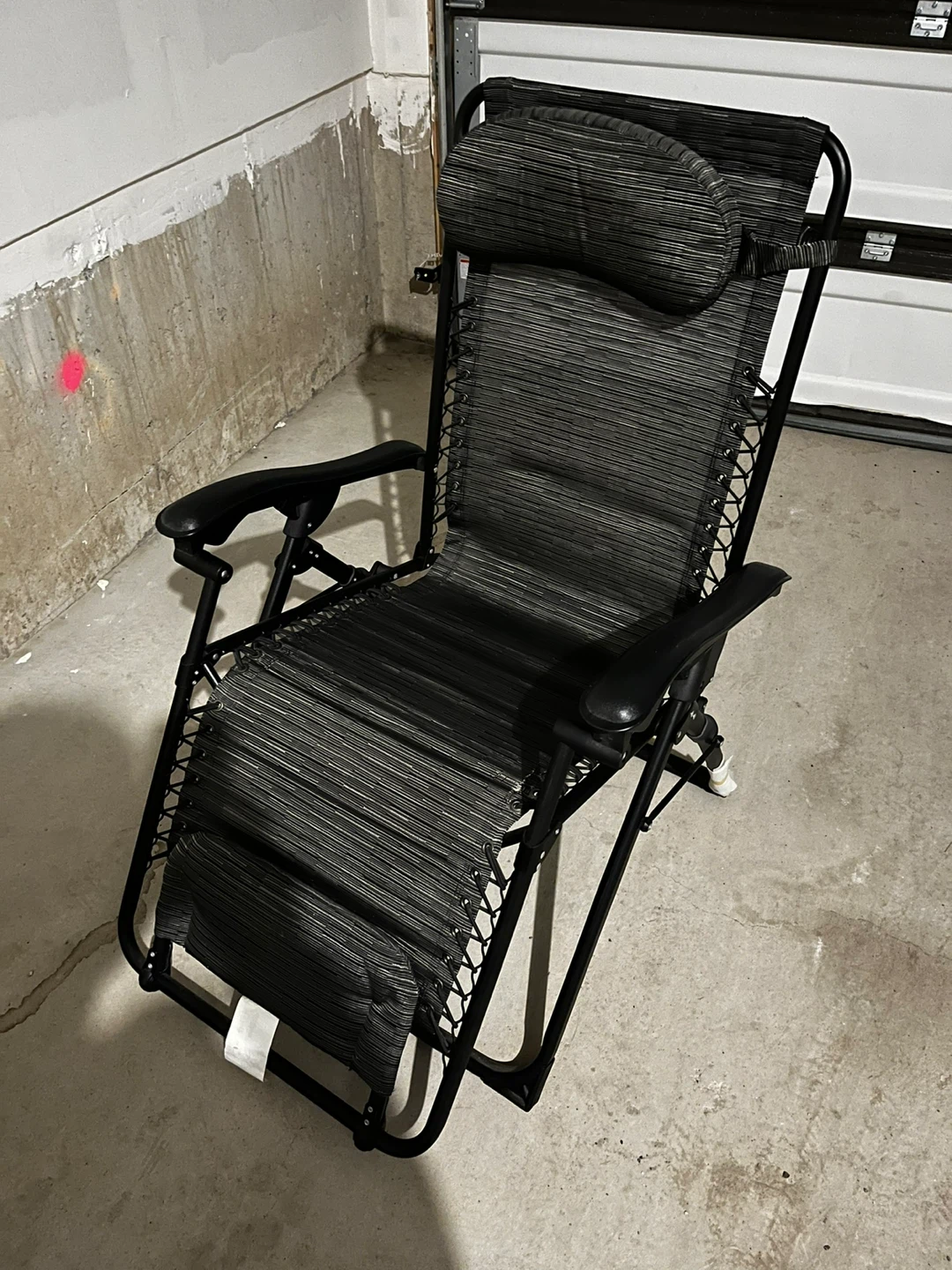 Grey Striped Zero Gravity Chair with Pillow
