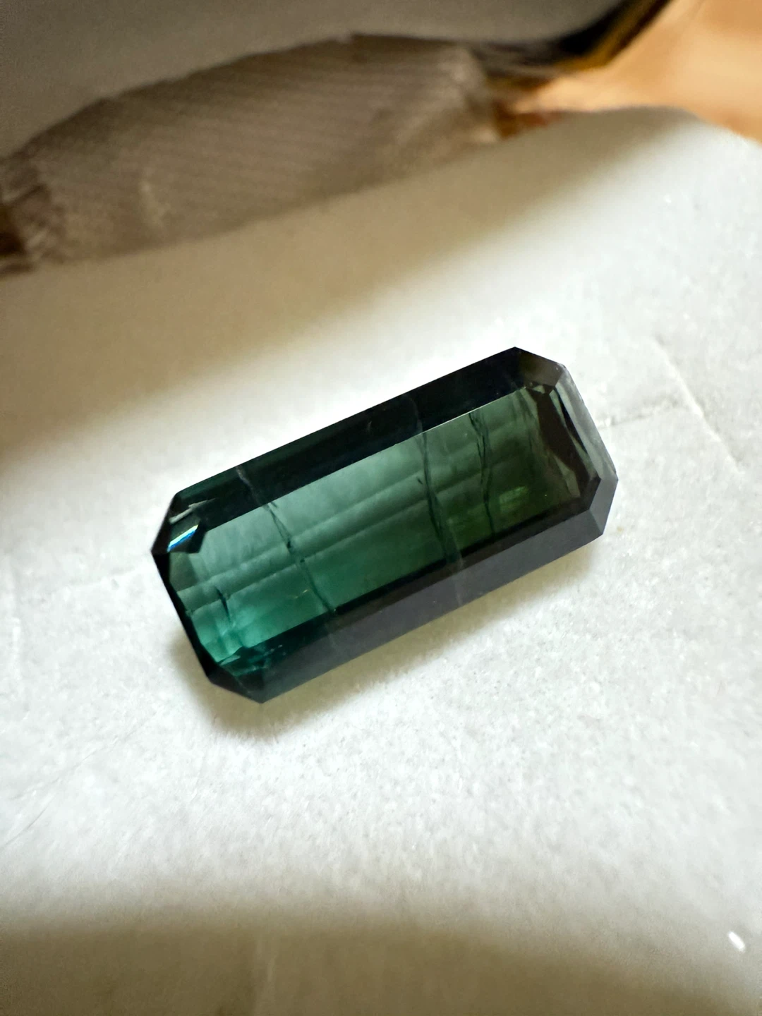 Rectangular Cut Green Tourmaline Gemstone