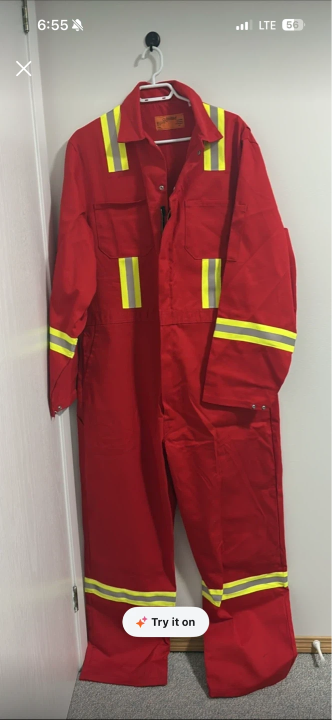 Red Work Coveralls with Reflective Stripes